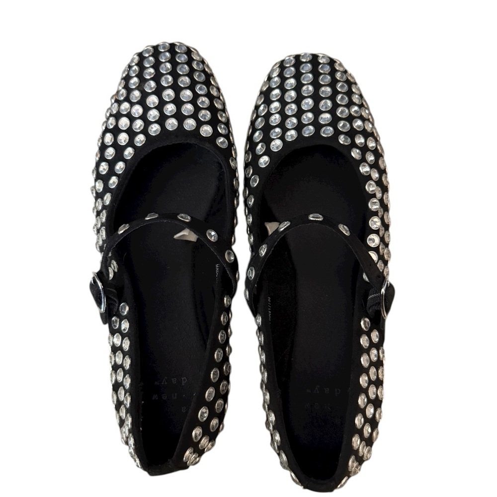 Black Suede Jewel Mary Janes
